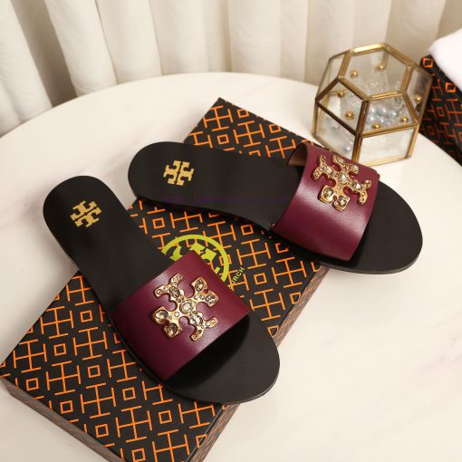 19818-2 Toribechi Flat Dragged Sandals, made of cowhide fabric, available in black, burgundyw7j35h4h - Image 4
