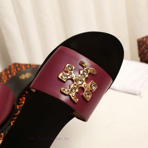 19818-2 Toribechi Flat Dragged Sandals, made of cowhide fabric, available in black, burgundyw7j35h4h - Image 6