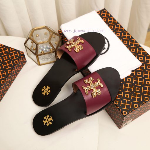 19818-2 Toribechi Flat Dragged Sandals, made of cowhide fabric, available in black, burgundyw7j35h4h - Image 7