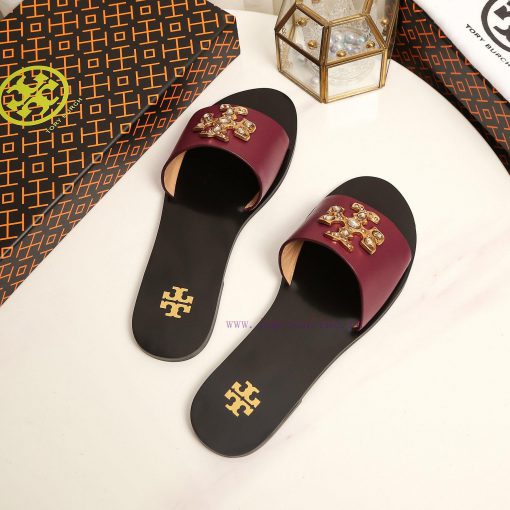19818-2 Toribechi Flat Dragged Sandals, made of cowhide fabric, available in black, burgundyw7j35h4h - Image 10