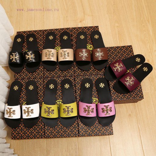 19818-2 Toribechi Flat Dragged Sandals, made of cowhide fabric, available in black, burgundyikmdj0w3