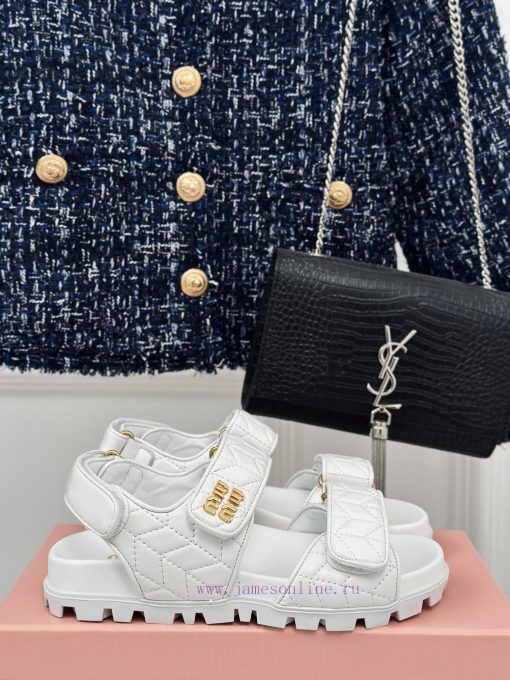 MIU MIU Classic Velcro Beach SandalsThis sandal is really cute. The upper foot is super soft0esgi1mv
