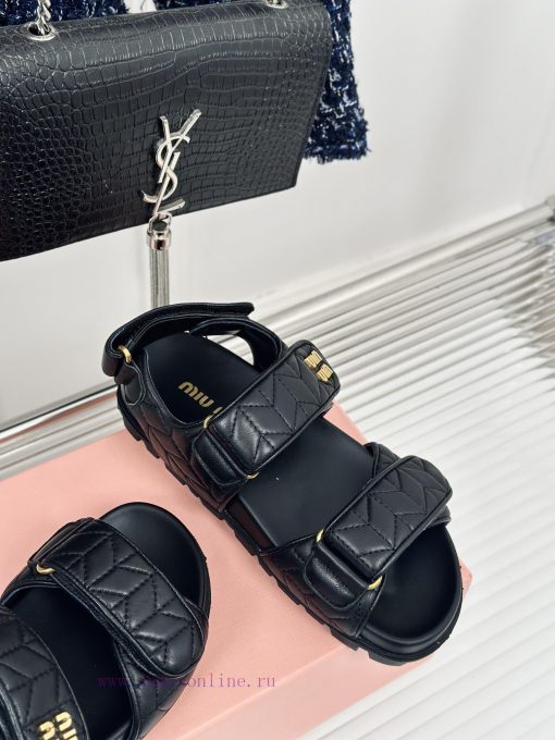 MIU MIU Classic Velcro Beach SandalsThis sandal is really cute. The upper foot is super softu7oa6k1a - Image 6