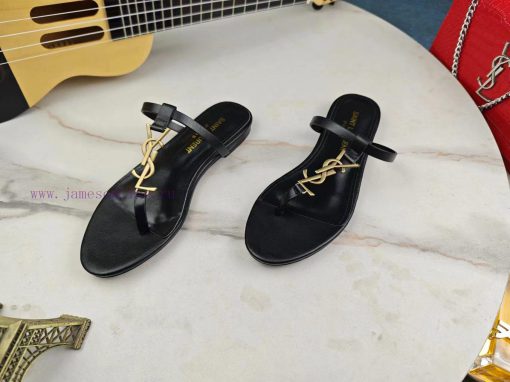Saint Laurent flat clip sandals 2024 early spring synchronized YSLLogo letter diamond buckled5r05cy1 - Image 4
