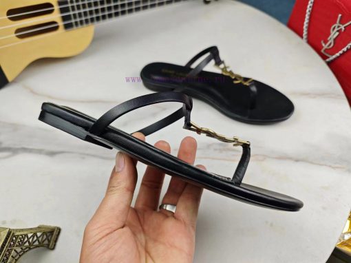 Saint Laurent flat clip sandals 2024 early spring synchronized YSLLogo letter diamond buckled5r05cy1 - Image 6