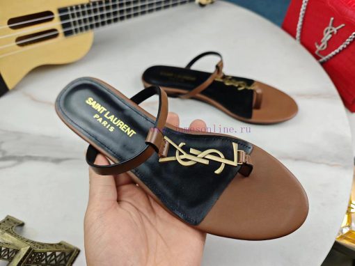 Saint Laurent flat clip sandals 2024 early spring synchronized YSLLogo letter diamond bucklefr85bu4t - Image 4