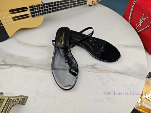 Saint Laurent flat clip sandals 2024 early spring synchronized YSLLogo letter diamond buckleqwk16b2y - Image 4