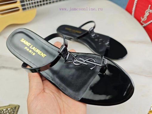 Saint Laurent flat clip sandals 2024 early spring synchronized YSLLogo letter diamond buckleqwk16b2y - Image 5