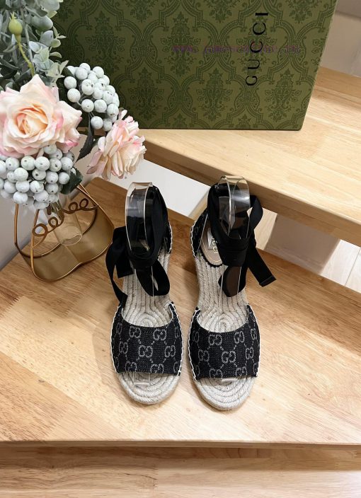 24ss early spring GucciGucci grass woven thick soled wedge and fisherman's shoes sandals canotbdtr2p