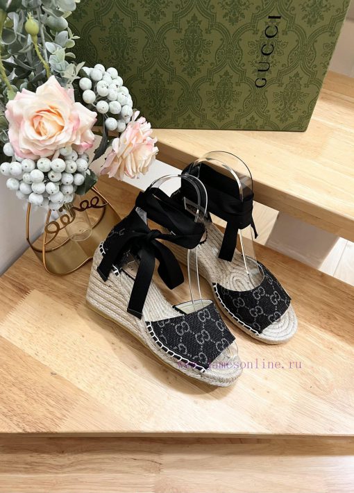 24ss early spring GucciGucci grass woven thick soled wedge and fisherman's shoes sandals canotbdtr2p - Image 7