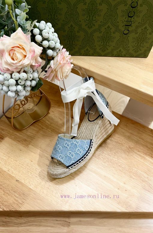 24ss early spring GucciGucci grass woven thick soled wedge and fisherman's shoes sandals cana347dijs - Image 6