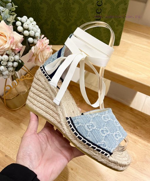 24ss early spring GucciGucci grass woven thick soled wedge and fisherman's shoes sandals cana347dijs - Image 7