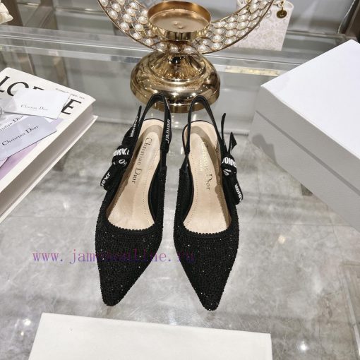 Top grade with diamondsDior 2024 new season hollowed out carved Mary Jane pointed single shopoijupso - Image 2