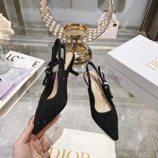 Top grade with diamondsDior 2024 new season hollowed out carved Mary Jane pointed single shopoijupso - Image 3