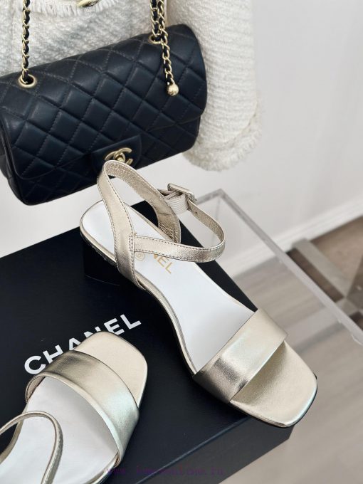 Chanel | Chanel 24c New ProductStraw sandals with thick heelsThe shoe upper is made of impor9rkp9tcs - Image 6
