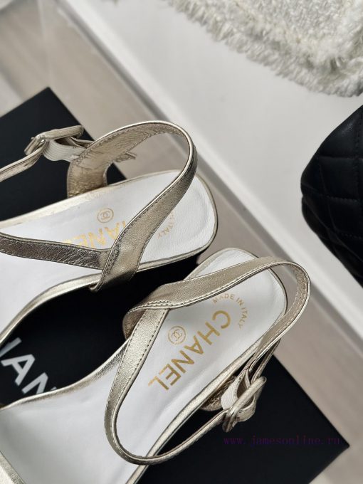 Chanel | Chanel 24c New ProductStraw sandals with thick heelsThe shoe upper is made of impor9rkp9tcs - Image 9