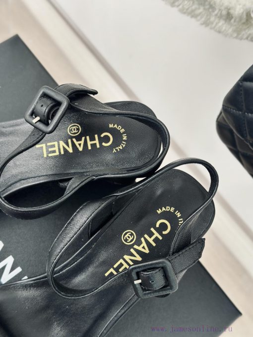 Chanel | Chanel 24c New ProductStraw sandals with thick heelsThe shoe upper is made of imporh9s1t0j8 - Image 9
