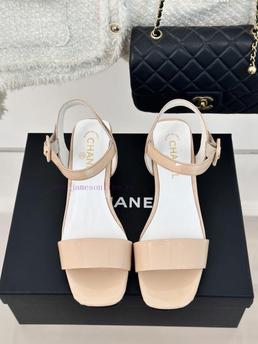 Chanel | Chanel 24c New ProductStraw sandals with thick heelsThe shoe upper is made of impor3y4a7l83 - Image 5