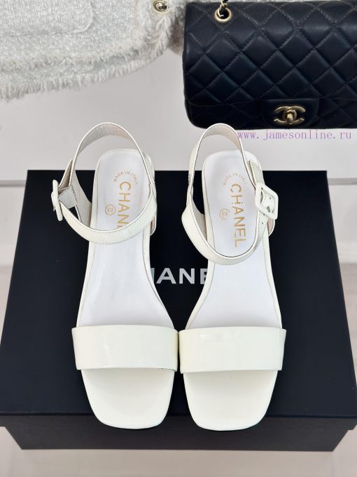 Chanel | Chanel 24c New ProductStraw sandals with thick heelsThe shoe upper is made of impor853czr9s - Image 5