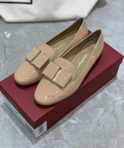 SF salvatore Ferraga * o Ferra * round toe big bow patent leather Le Fu plum blossom heel flq9vhish0