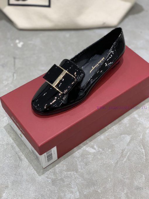 SF salvatore Ferraga * o Ferra * round toe big bow patent leather Le Fu plum blossom heel flkuwq71fg - Image 6