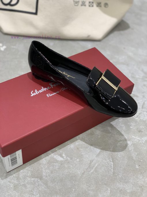SF salvatore Ferraga * o Ferra * round toe big bow patent leather Le Fu plum blossom heel flkuwq71fg - Image 8