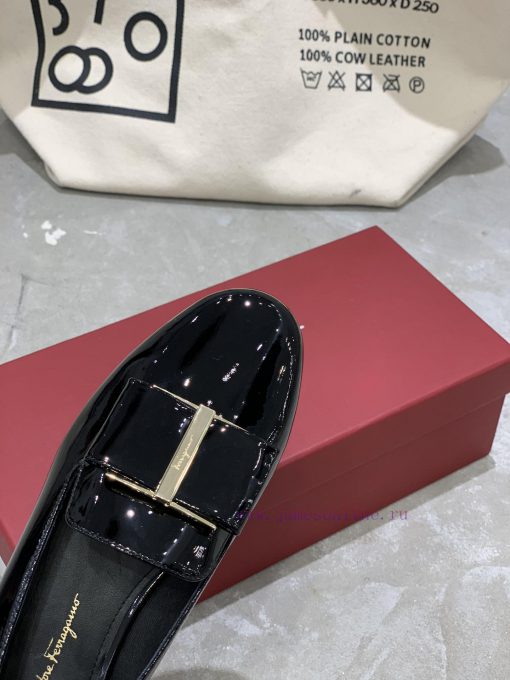 SF salvatore Ferraga * o Ferra * round toe big bow patent leather Le Fu plum blossom heel flkuwq71fg - Image 10