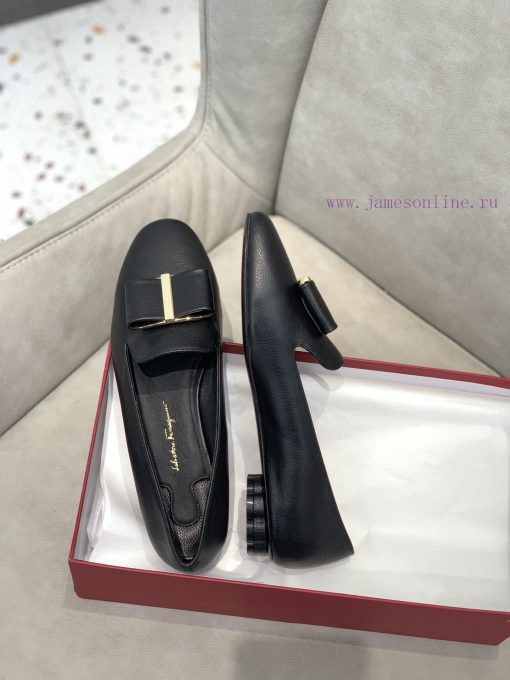In stock SF salvatore Ferraga * o Ferra * brand new vara round toe big bow cowhide face loafve790e8f - Image 5