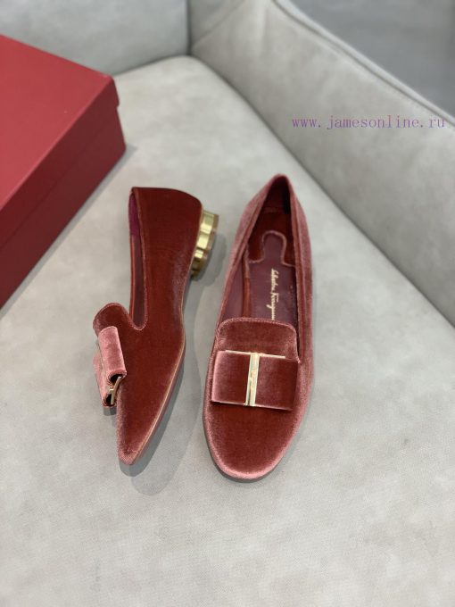 In stock SF Salvatore Ferraga * o Ferra * brand new vara round toe velvet loafers with big bttq5mgxb - Image 4