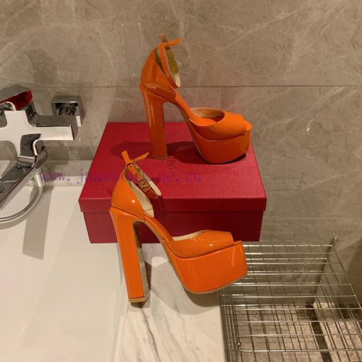Valent * no hates the sky high waterproof platform fish mouth patent leather high heels, whiv3b41d55 - Image 4