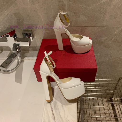 Valent * no hates the sky high waterproof platform fish mouth patent leather high heels, whiebetufm8 - Image 4