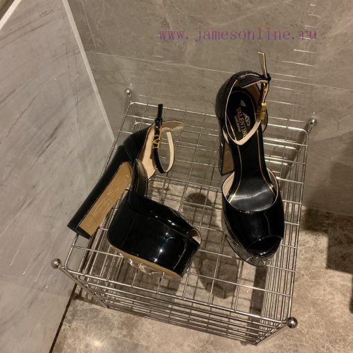 Valent * no hates the sky high waterproof platform fish mouth patent leather high heels, whi99bg3jjk - Image 5