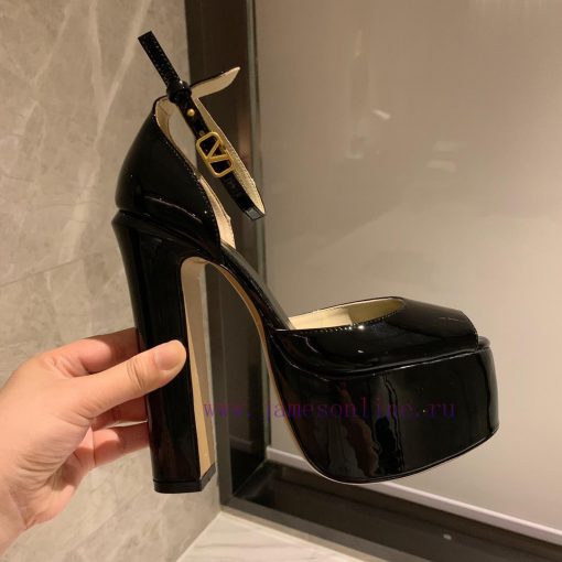 Valent * no hates the sky high waterproof platform fish mouth patent leather high heels, whi99bg3jjk - Image 9