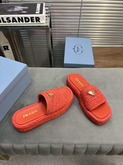 Prada's new woven shoes and grass woven slippers. This year's popular grass woven series is o4ackr3i - Image 7