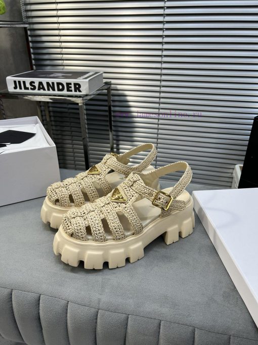 Prada Prada The new Lafite straw woven Roman sandals are the popular straw woven series thist87fehqc - Image 3
