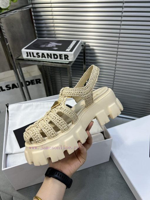 Prada Prada The new Lafite straw woven Roman sandals are the popular straw woven series thist87fehqc - Image 8