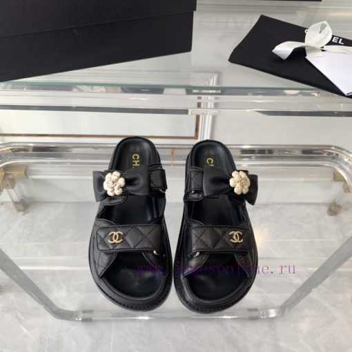 Chanel's new beach sandals with leather surface, top of the line super version, super popula2fqjb00u - Image 2