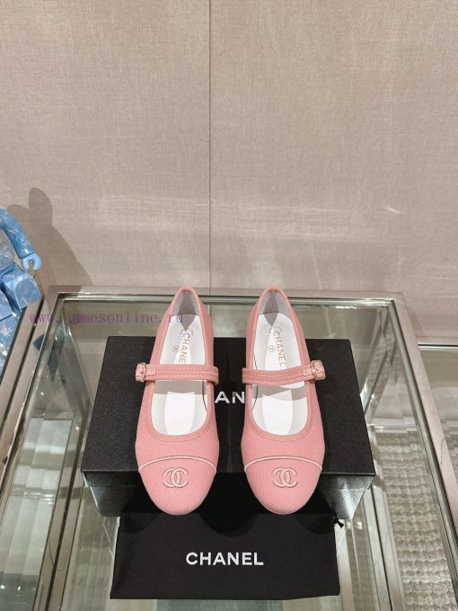 -24Ss Spring/Summer New Chanel Striped Cloth Mary Jane Single ShoesThis striped cloth Mary Jnvmjm1za - Image 2