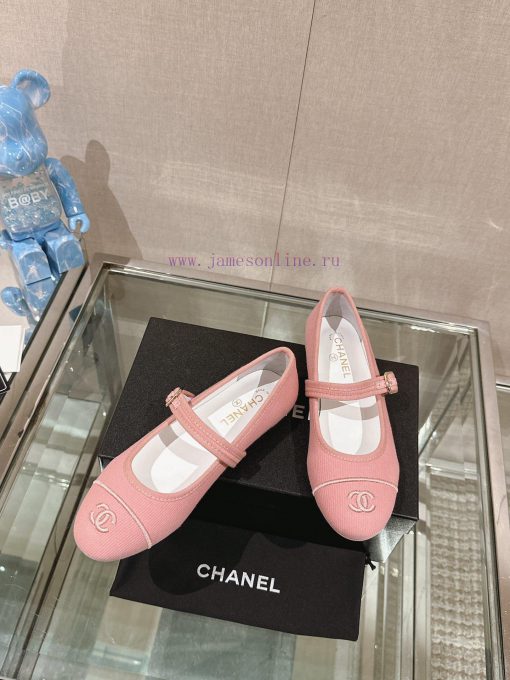 -24Ss Spring/Summer New Chanel Striped Cloth Mary Jane Single ShoesThis striped cloth Mary Jnvmjm1za - Image 5