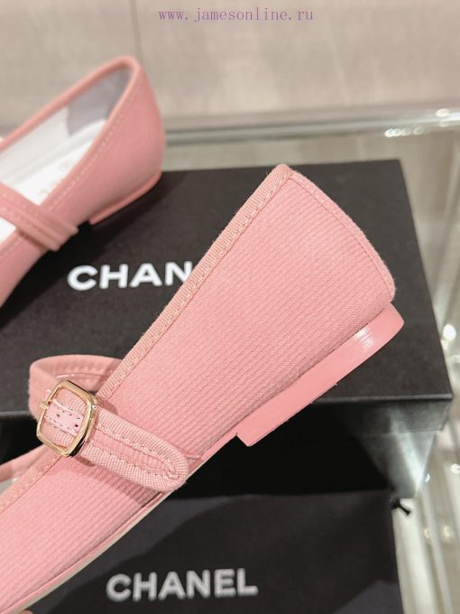 -24Ss Spring/Summer New Chanel Striped Cloth Mary Jane Single ShoesThis striped cloth Mary Jnvmjm1za - Image 8