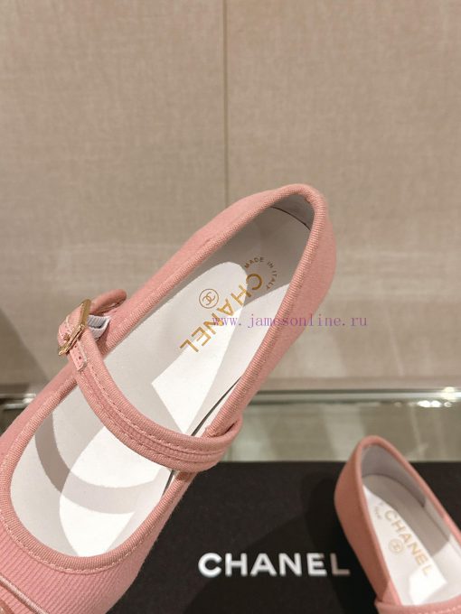 -24Ss Spring/Summer New Chanel Striped Cloth Mary Jane Single ShoesThis striped cloth Mary Jnvmjm1za - Image 9