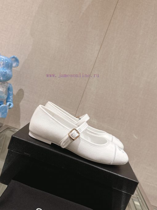 -24Ss Spring/Summer New Chanel Striped Cloth Mary Jane Single ShoesThis striped cloth Mary J5nq88yry - Image 3