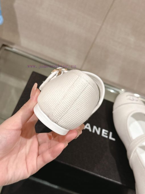 -24Ss Spring/Summer New Chanel Striped Cloth Mary Jane Single ShoesThis striped cloth Mary J5nq88yry - Image 9