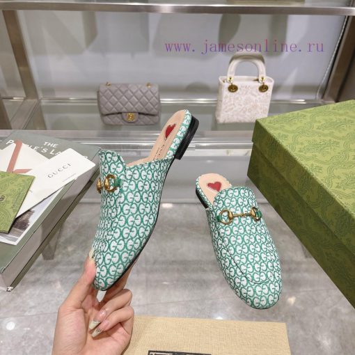1803-A, green, sizes 35-40. 41 custom-made single shoe series fabric with double G-pattern fe6kzlubw - Image 3