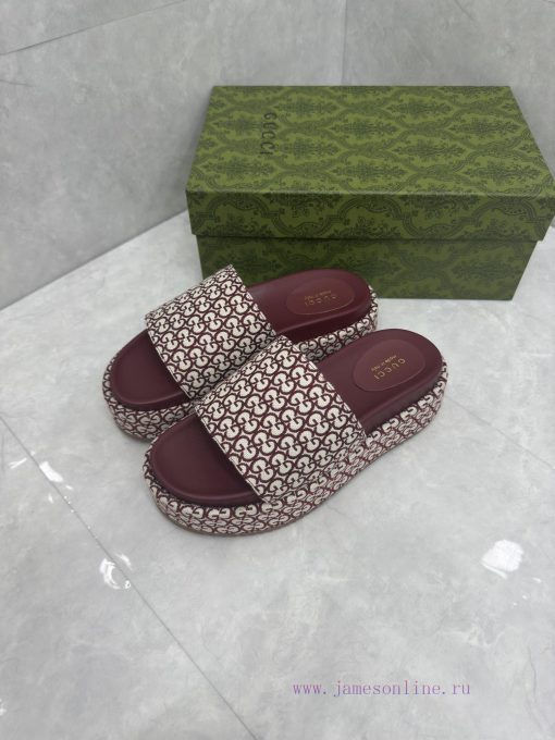 Ladies' GG thick soled slippersGucci women's signature shoes highlight a striking theme withsz2qo706 - Image 5