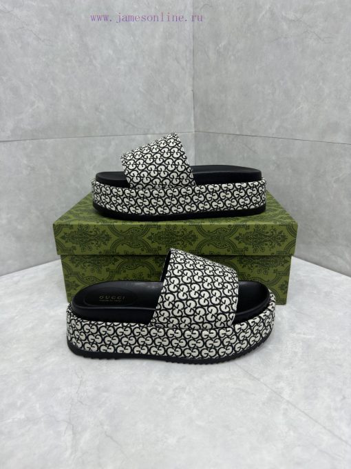Ladies' GG thick soled slippersGucci women's signature shoes highlight a striking theme with6qenkon4 - Image 4