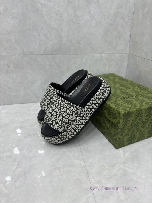 Ladies' GG thick soled slippersGucci women's signature shoes highlight a striking theme with6qenkon4 - Image 5
