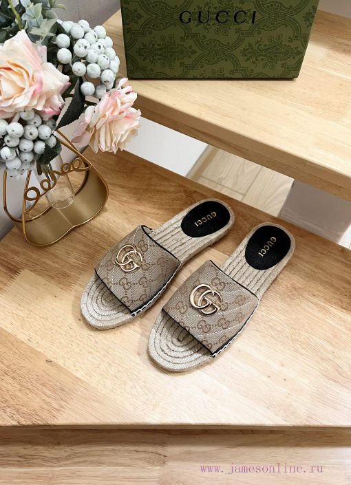 GUCCI 24ss Early Autumn Ladies GG Pattern Decorative Garden Head Gucci Slippers 🩴 Grass wovexkmr6cuv - Image 4