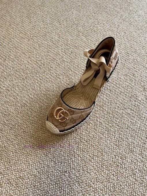 22ss early spring GucciGucci straw woven thick soled wedge sandals can bring a touch of modeal3z0w7n - Image 6