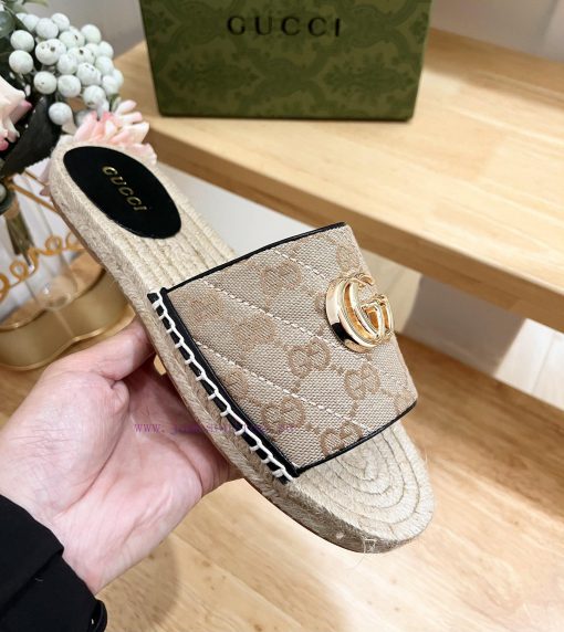 GUCCI 24ss Early Autumn Ladies GG Pattern Decorative Garden Head Gucci Slippers 🩴 Grass wovexkmr6cuv - Image 7